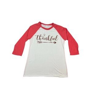 Thankful Graphic Raglan Baseball Tee Women’s Small